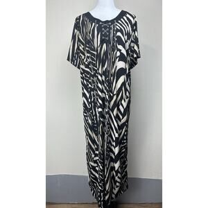 Catherines 3XWP 26/28WP Petite Maxi Formal Zebra Print Dress Chain Lace Up SS